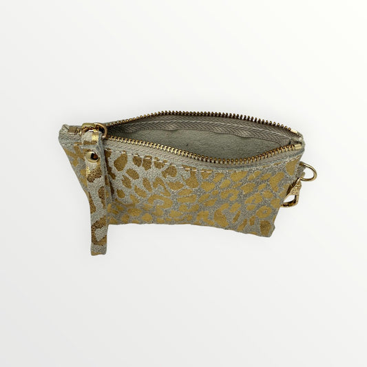 Portachiavi mini pochette in pelle maculata