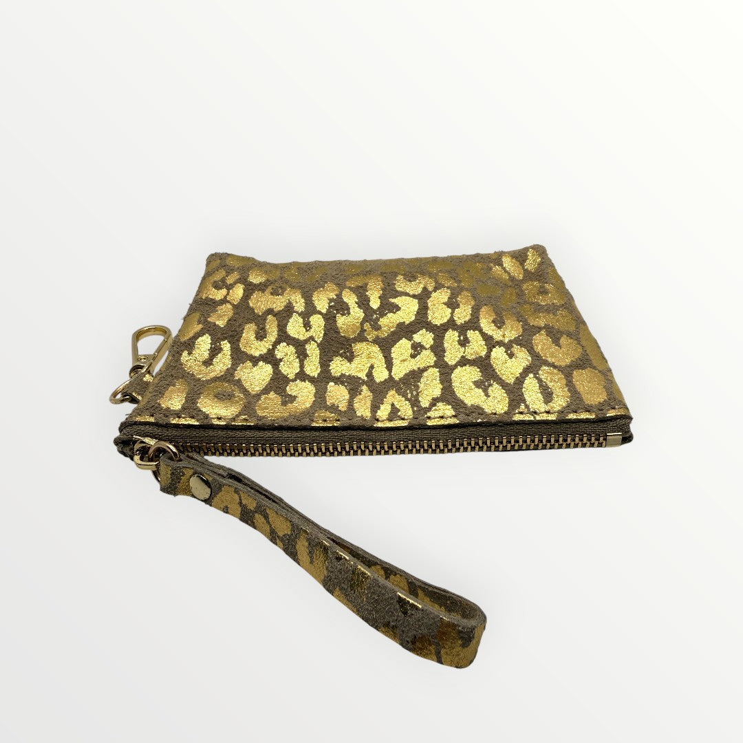 Portachiavi mini pochette in pelle maculata