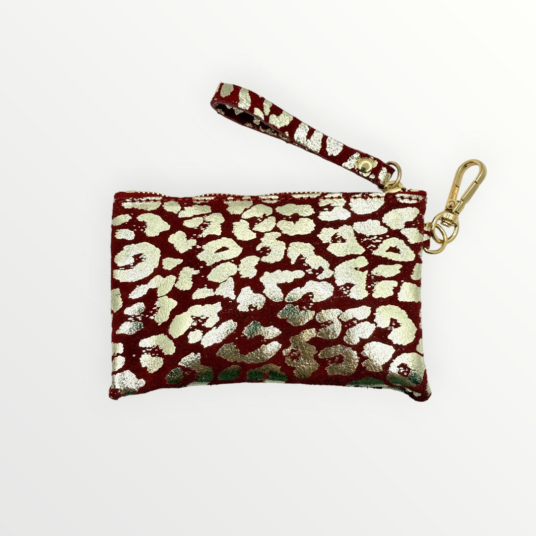 Portachiavi mini pochette in pelle maculata