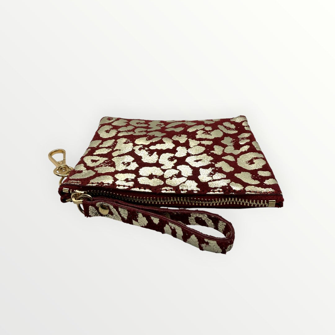 Portachiavi mini pochette in pelle maculata