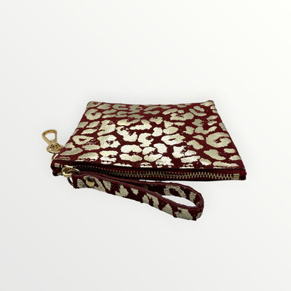 Portachiavi mini pochette in pelle maculata