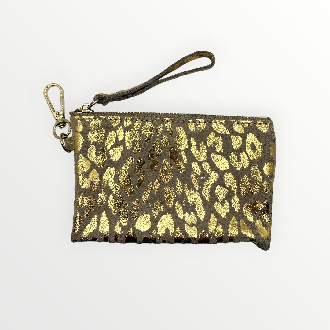 Portachiavi mini pochette in pelle maculata