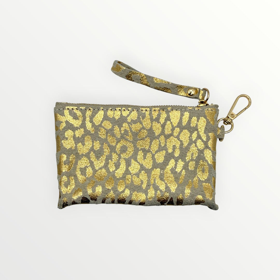 Portachiavi mini pochette in pelle maculata