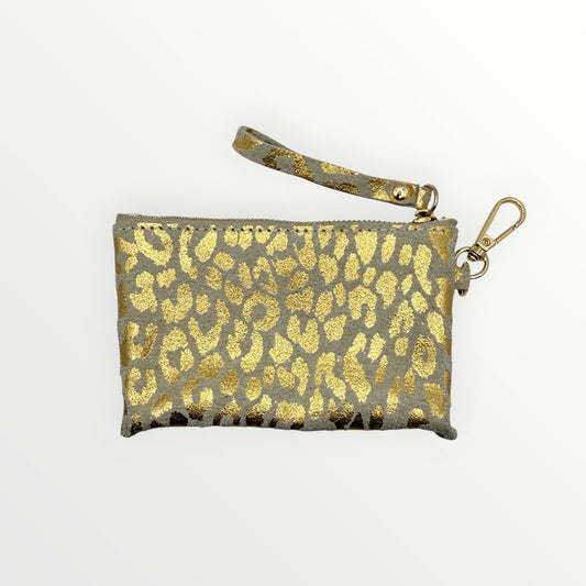 Portachiavi mini pochette in pelle maculata