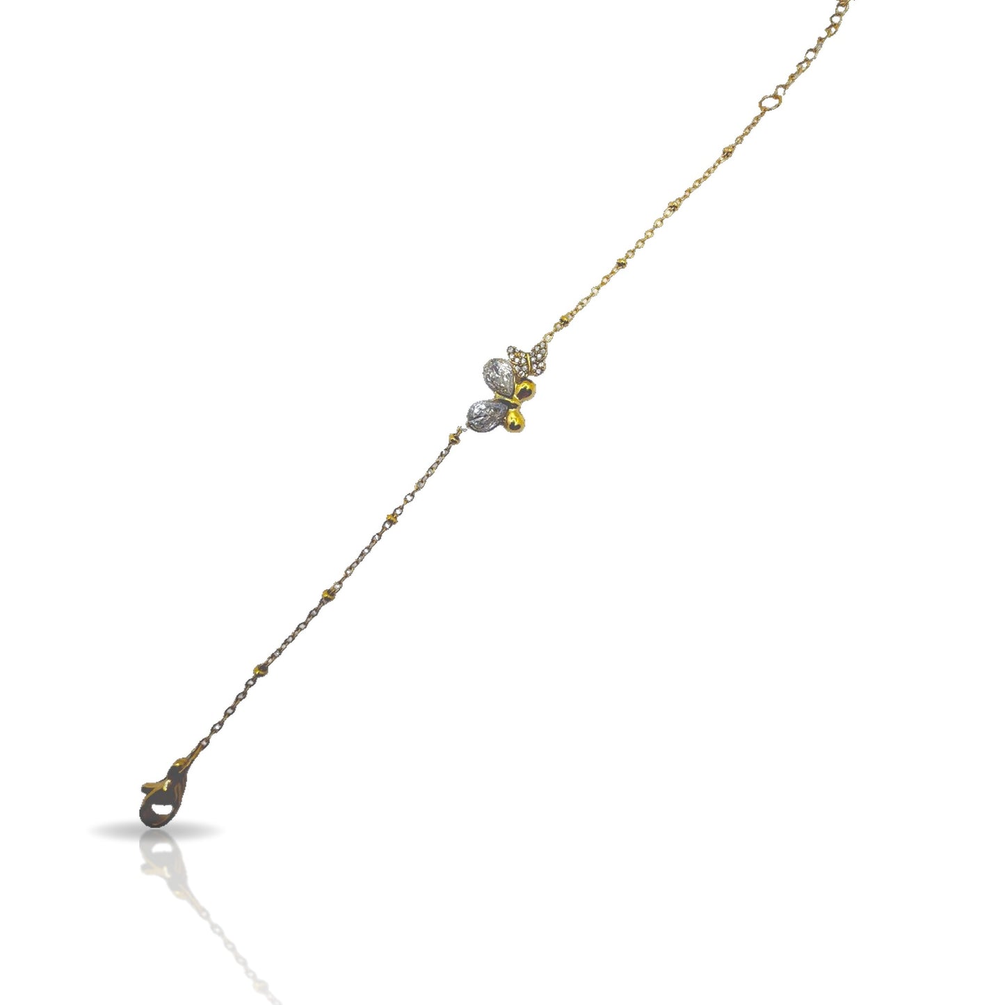 Bracciale in acciaio oro con farfalla verde smeraldo