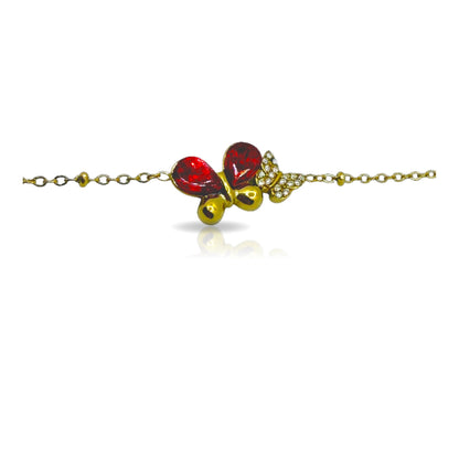Bracciale dorato con charm a forma di farfalla colorata