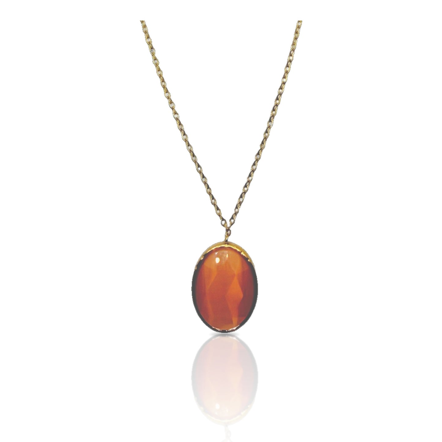 Collana Galatea in acciaio dorato con pietra ambra sfaccettata