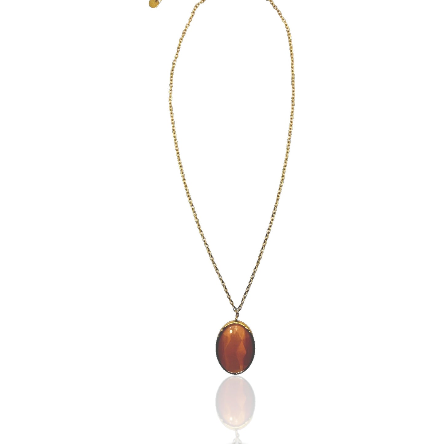Collana con pietra azzurro ghiaccio cangiante e chiusura moschettone